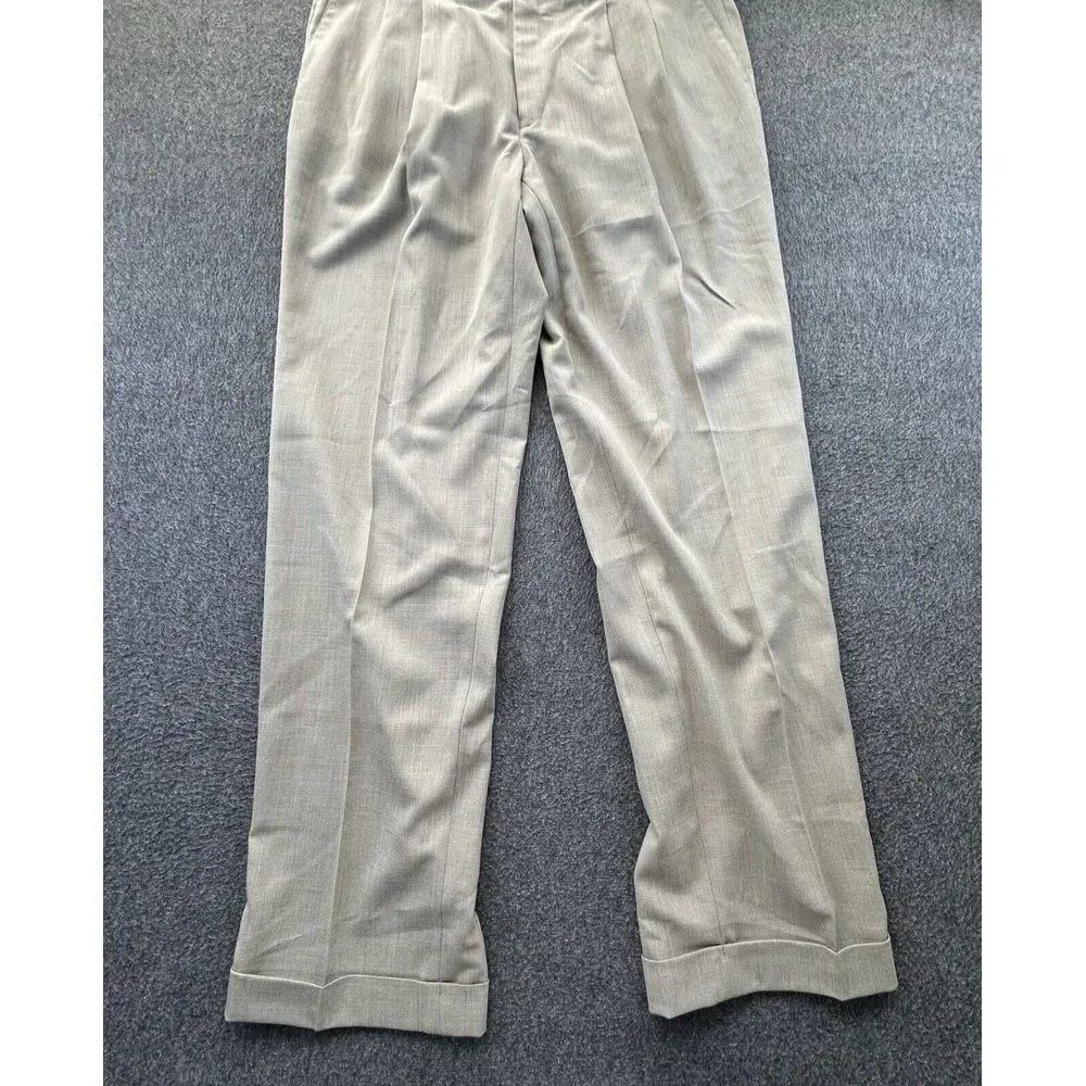 Ralph‎ Lauren Pants Mens 38Wx32L Dark Beige Khakis Pleated Front Cuffed Pockets